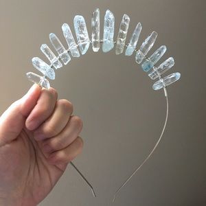 Ice Blue Quartz Crystal Halo Crown Tiara
